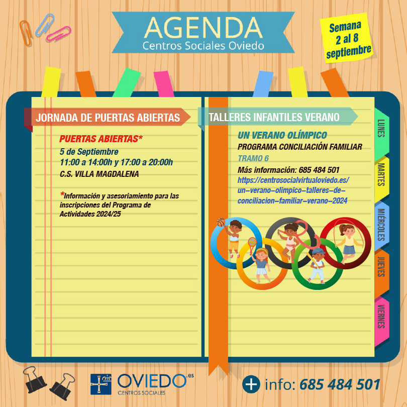 Agenda Centros Sociales 2 al 8 de septiembre